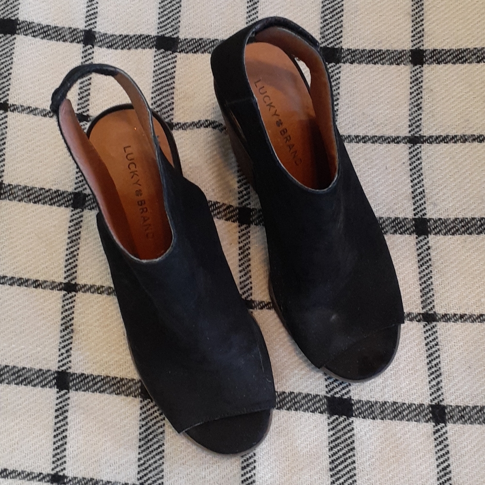 Lucky Brand Open Toed Heeled Booties